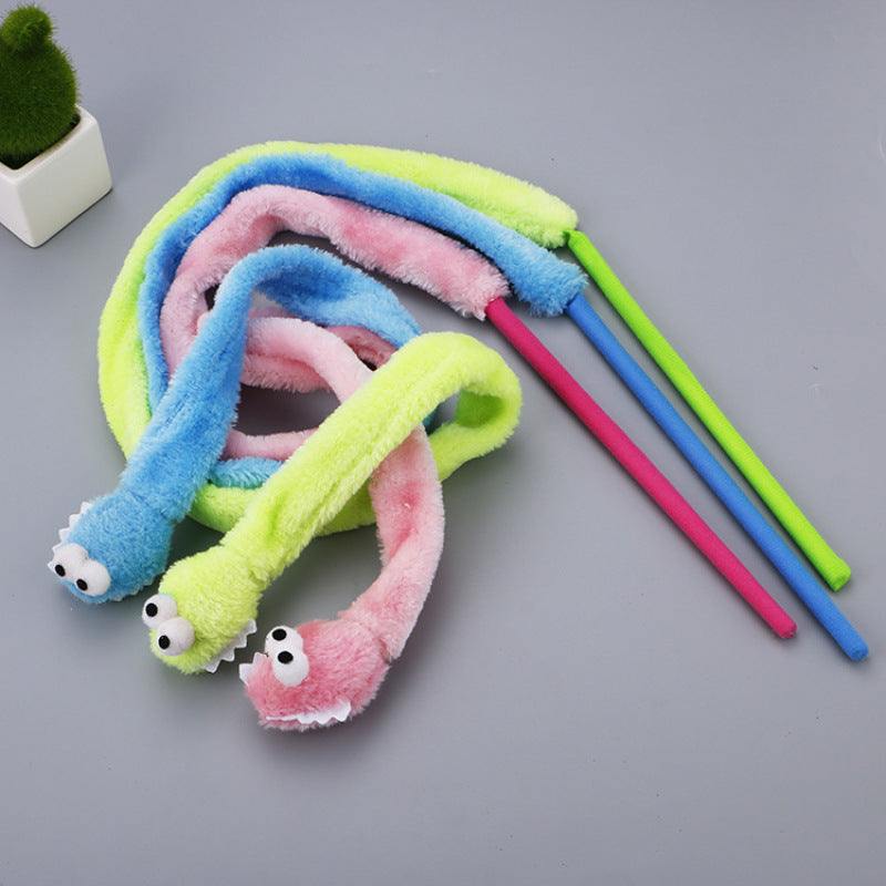 Jouets pour Chats Schlenker - Wurm - Canne à Pêche Interactive avec Ver en Peluche pour Tigres de Salon Actifs