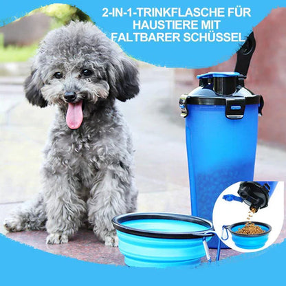 Bouteille Portable D' Eau et de Nourriture 2 en 1 pour Animaux Domestiques