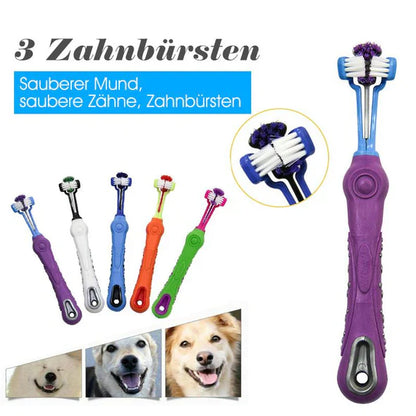 Brosse à Dents pour Chiens à 3 Têtes - Nettoyage Efficace pour des Dents Saines