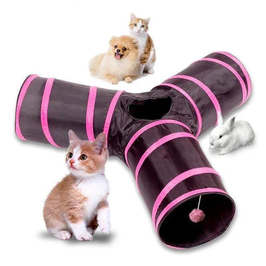 Bequee Tunnel Pliable à 3 Voies pour Animaux de Compagnie