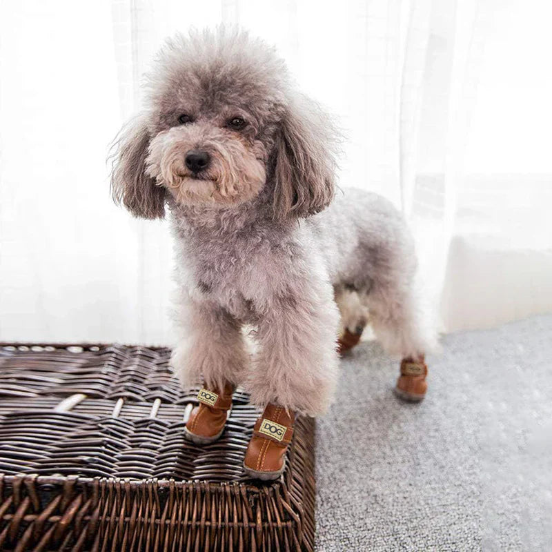 Bottes D'hiver Pour Chien En Look Cuir Douillettes