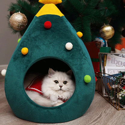 Lit Pour Chat En Forme De Sapin De Noël
