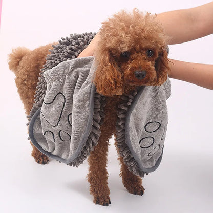 Gant Absorbant pour Chien avec Patte Brodée pour un Séchage Rapide