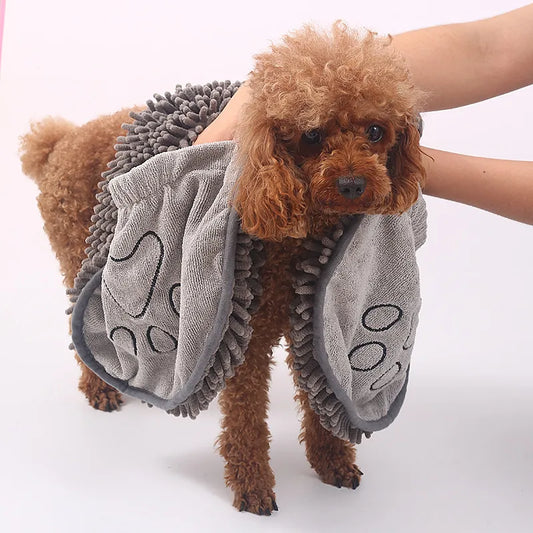Gant Absorbant pour Chien avec Patte Brodée pour un Séchage Rapide