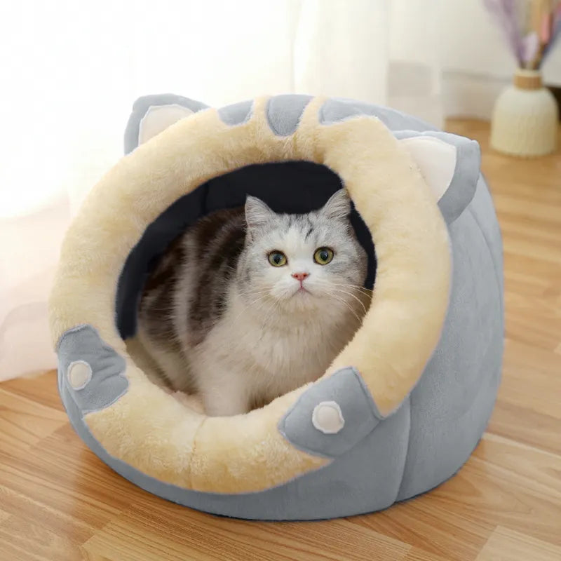 La Niche pour Chats avec Design D' Oreilles - Lit Doux pour Animaux de Compagnie pour les Chats à Câliner