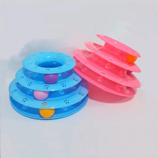 Jouets Interactifs Pour Chats - Pyramide De Jeu À 3 Niveaux Avec Balles Multicolores