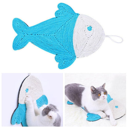 Tapis à Gratter pour Chats Cactus & Poisson - Jouet à Gratter pour Chats , Tapis à Gratter Mural et de Sol en Sisal