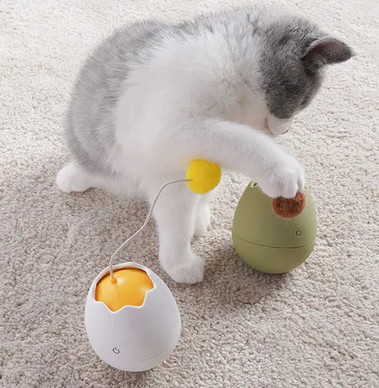 Jouets Interactifs pour Chats en Forme D' Œuf - Jouet avec Balle Mobile pour Chats