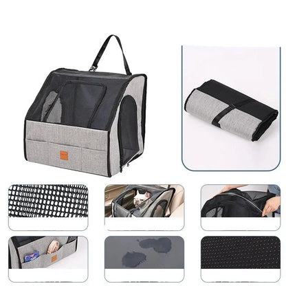 Siège pour Chien de Voiture Sûr - Sac de Transport Pliable avec Fenêtres en Filet Système de Harnais