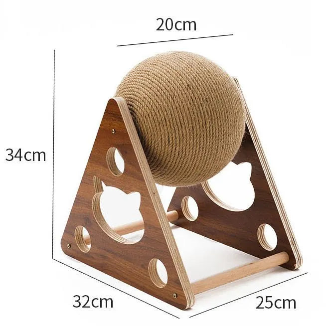 Arbre à Chat Boule à Gratter 360 ° - Arbre à Chat Innovant avec Boule de Sisal Pivotante Châssis en Bois Solide