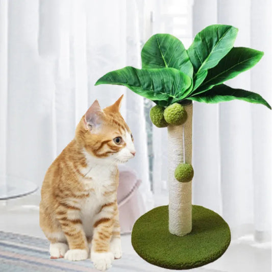 Arbre à Chat en Forme de Palmier - Arbre à Chat en Sisal avec des Balles pour Jouer