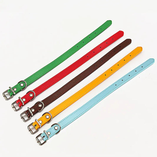 Collier En Cuir Coloré Pour Chien - Réglable Et Résistant
