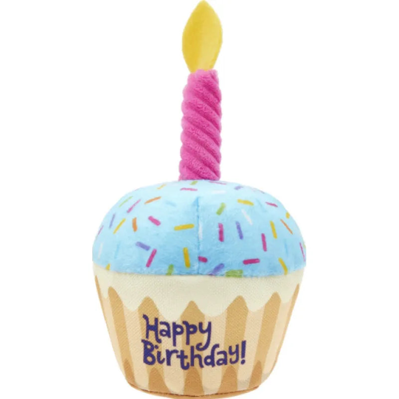 Jouets pour Chiens Anniversaire Set - Gâteau en Peluche , Cupcake & Os avec Fonction Couinement