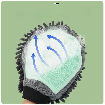 Gant de Toilettage 2 en 1 en Microfibre et Silicone - Massage Doux et Épilation Efficace pour Chiens et Chats