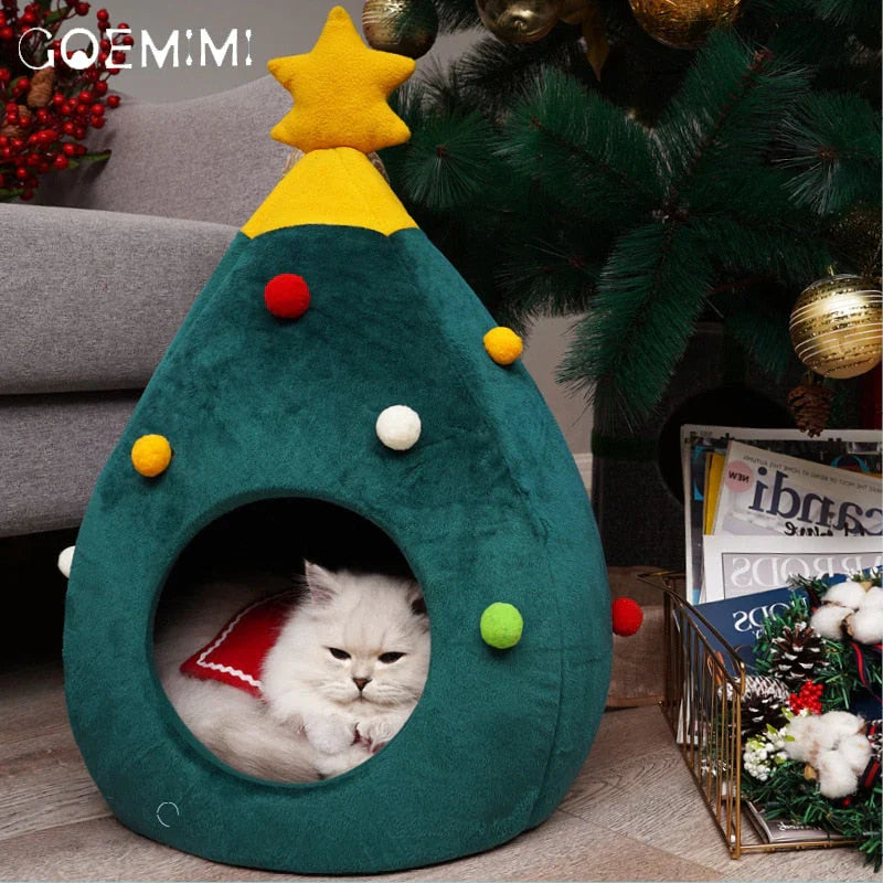 Lit Pour Chat En Forme De Sapin De Noël