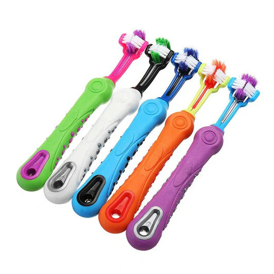 Brosse à Dents pour Chiens à 3 Têtes - Nettoyage Efficace pour des Dents Saines