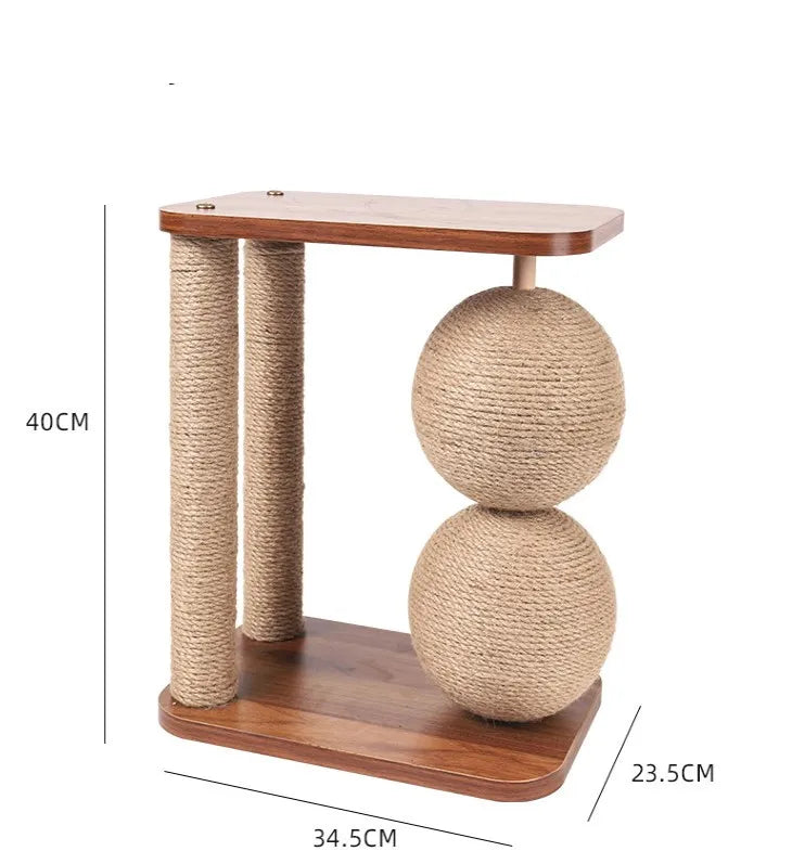 Arbre à Chat Boule à Gratter 360 ° - Arbre à Chat Innovant avec Boule de Sisal Pivotante Châssis en Bois Solide