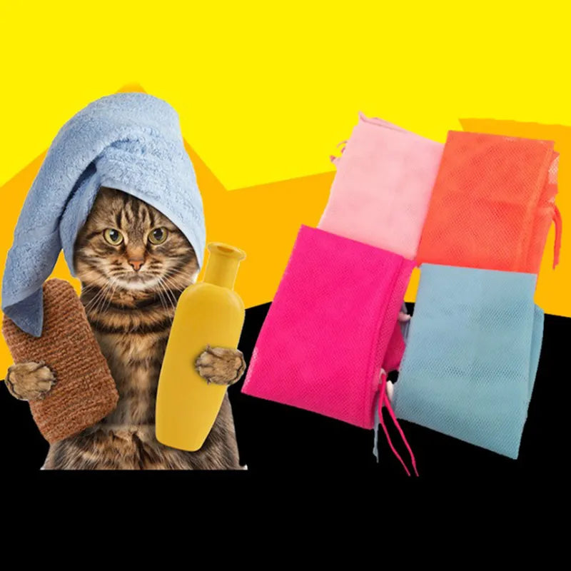 Sac de Toilettage pour Chats avec Tissu en Maille pour un Bain et un Soin des Griffes en Toute Sécurité