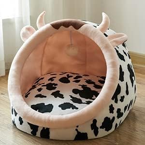 Lit Pour Chat Design Vache Avec Oreilles Et Cornes Pour Un Repos Confortable