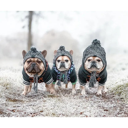 Casquette Stylée Pour Chiens Avec Pompon - Bonnet D' Hiver Chaud Pour Petits Chiens