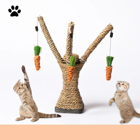 Arbre à Chat en Forme D' Arbre - Arbre à Chat en Sisal avec Jouets en Forme de Carotte