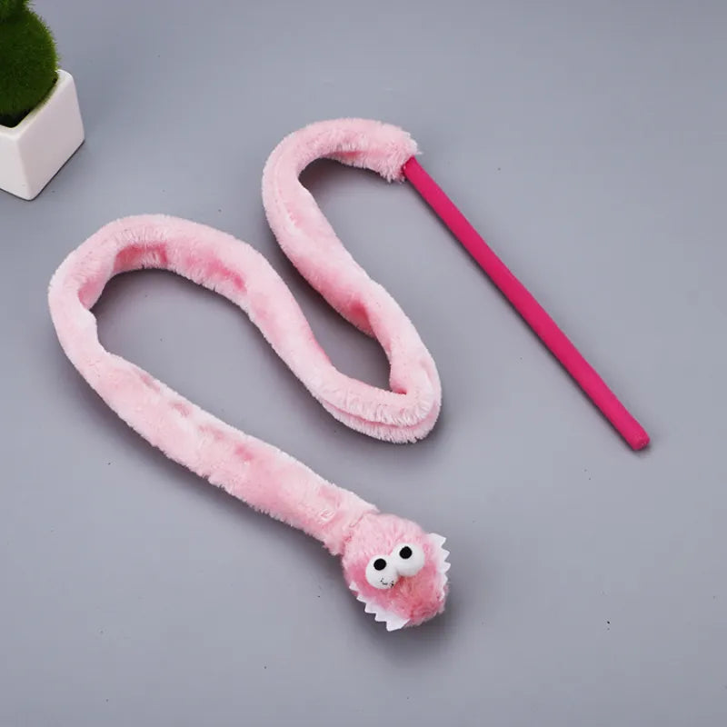 Jouets pour Chats Schlenker - Wurm - Canne à Pêche Interactive avec Ver en Peluche pour Tigres de Salon Actifs