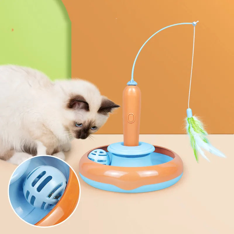 Jouet Interactif pour Chat avec Plumes et Balle - Jouet Électronique pour Chat