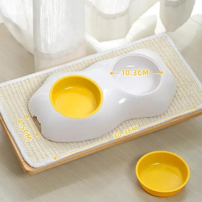 Set de Gamelles pour Chiens et Nourriture pour Animaux de Compagnie - Design Double Gamelle Antidérapante avec Jaune