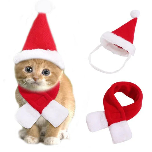Casquette de Noël avec Écharpe pour Animaux Domestiques