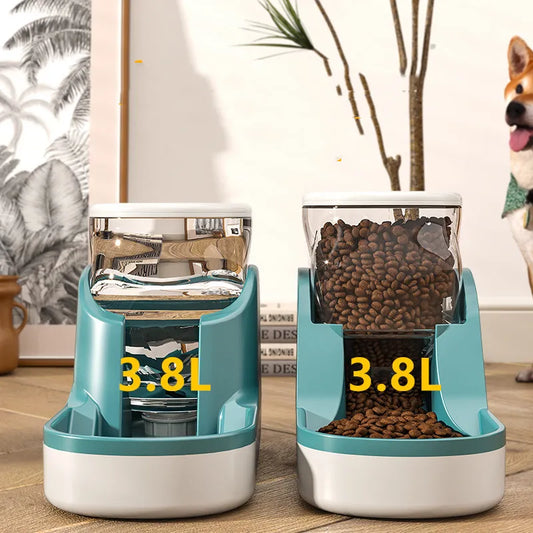 Distributeur Automatique de Nourriture et D' Eau pour Chiens et Chats - Capacité de 3,8 L