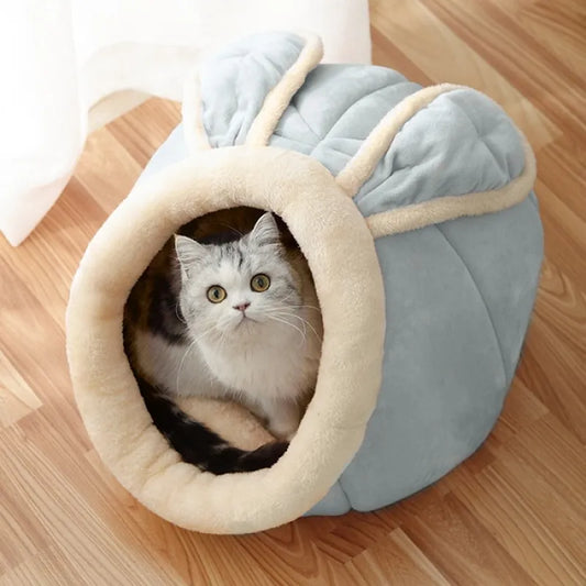 La Niche pour Chats avec Design D' Oreilles - Lit Doux pour Animaux de Compagnie pour les Chats à Câliner