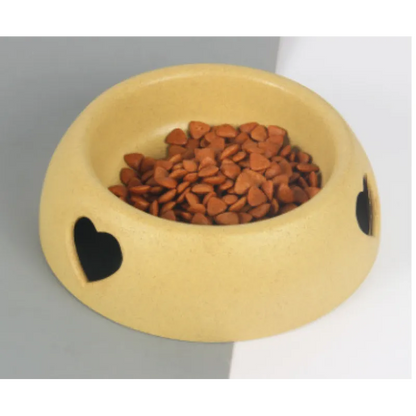 Écuelle pour Chien en Matériau Naturel - Écuelle pour Eau et Nourriture avec Design de Cœur