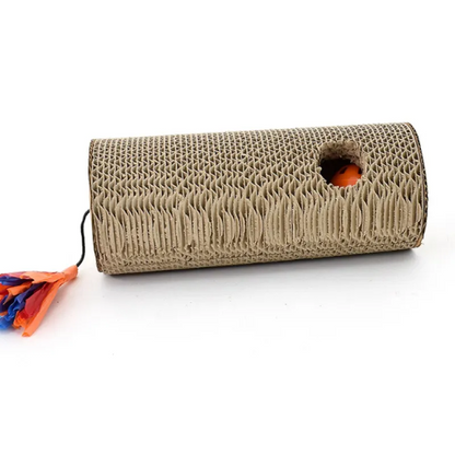 Rouleau à Gratter pour Chats en Carton - Jouet à Gratter avec Franges Multicolores et Trou