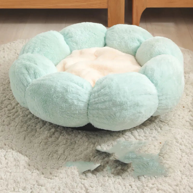 Lit pour Chat Douillet en Forme de Panier Fleuri - Doux et Confortable pour des Nuits de Détente