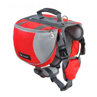 Sac À Dos Pour Chiens Pour Activités De Plein Air - Réglable Et Étanche En Rouge Et Gris