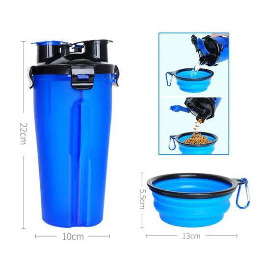 Bouteille Portable D' Eau et de Nourriture 2 en 1 pour Animaux Domestiques