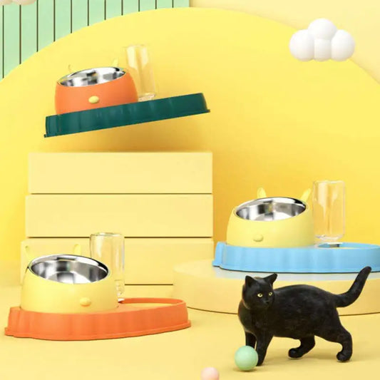 Animal de Compagnie Station Alimentaire avec Distributeur D' Eau - Mangeoire Mignonne pour Chiens et Chats