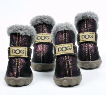Bottes D'hiver Pour Chien En Look Cuir Douillettes
