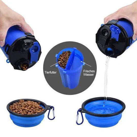 Bouteille Portable D' Eau et de Nourriture 2 en 1 pour Animaux Domestiques