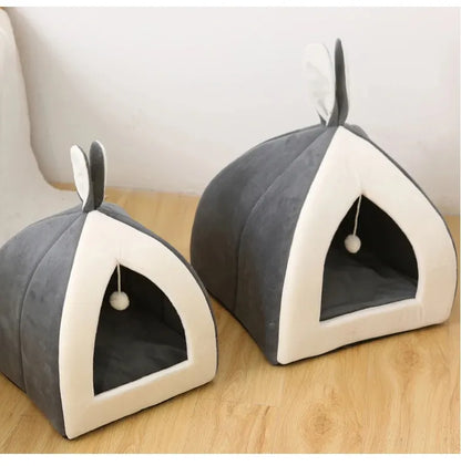 Confortable et Douillet - Lit pour Chat en Forme de Grotte avec Balle de Jeu