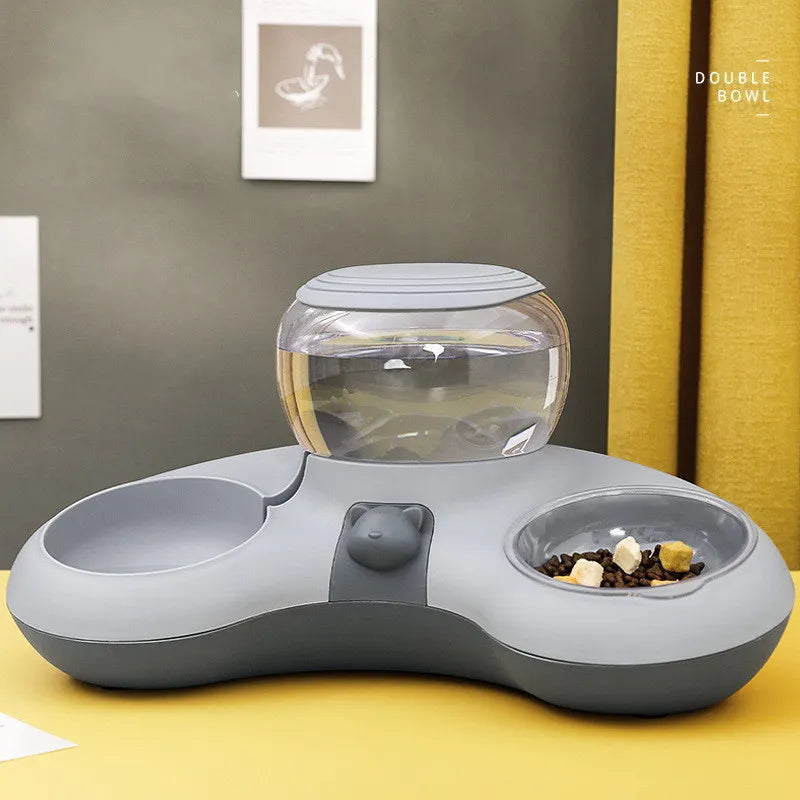 Ecuelle 2 en 1 pour Animaux Domestiques avec Distributeur D' Eau Automatique et Design Antidérapant
