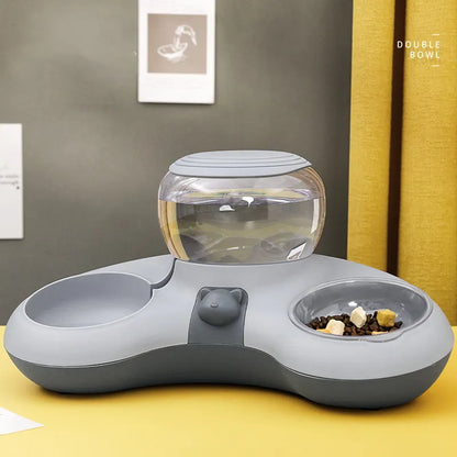 Ecuelle 2 en 1 pour Animaux Domestiques avec Distributeur D' Eau Automatique et Design Antidérapant