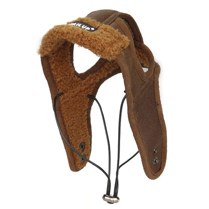 Couvre-oreilles D' Hiver En Cuir Avec Doublure Douce