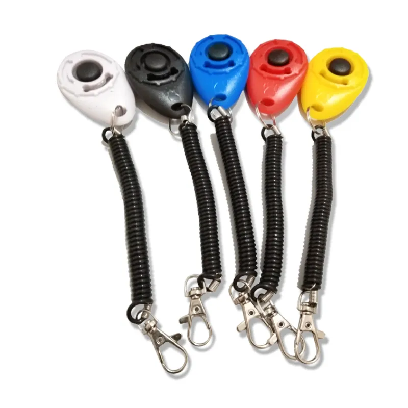 Clicker pour Dresseur de Chiens - Clicker Ergonomique avec Spirale et Mousqueton
