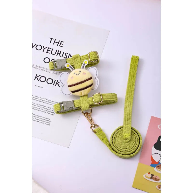 Adorable Harnais Pour Chien Avec Motif D' Abeilles - Laisse Ajustable