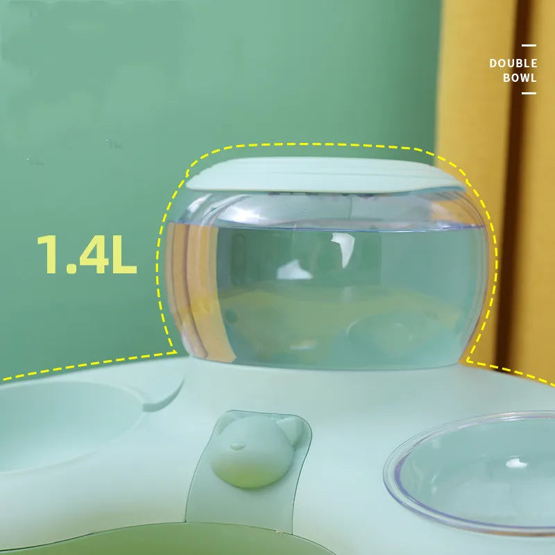 Ecuelle 2 en 1 pour Animaux Domestiques avec Distributeur D' Eau Automatique et Design Antidérapant