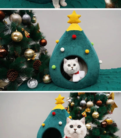 Lit Pour Chat En Forme De Sapin De Noël