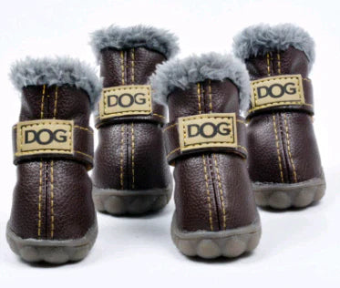 Bottes D'hiver Pour Chien En Look Cuir Douillettes