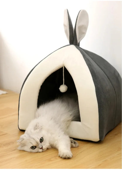 Confortable et Douillet - Lit pour Chat en Forme de Grotte avec Balle de Jeu