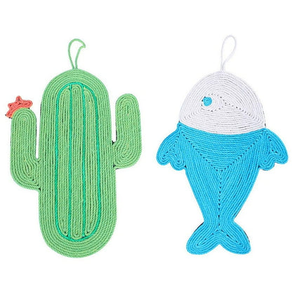 Tapis à Gratter pour Chats Cactus & Poisson - Jouet à Gratter pour Chats , Tapis à Gratter Mural et de Sol en Sisal